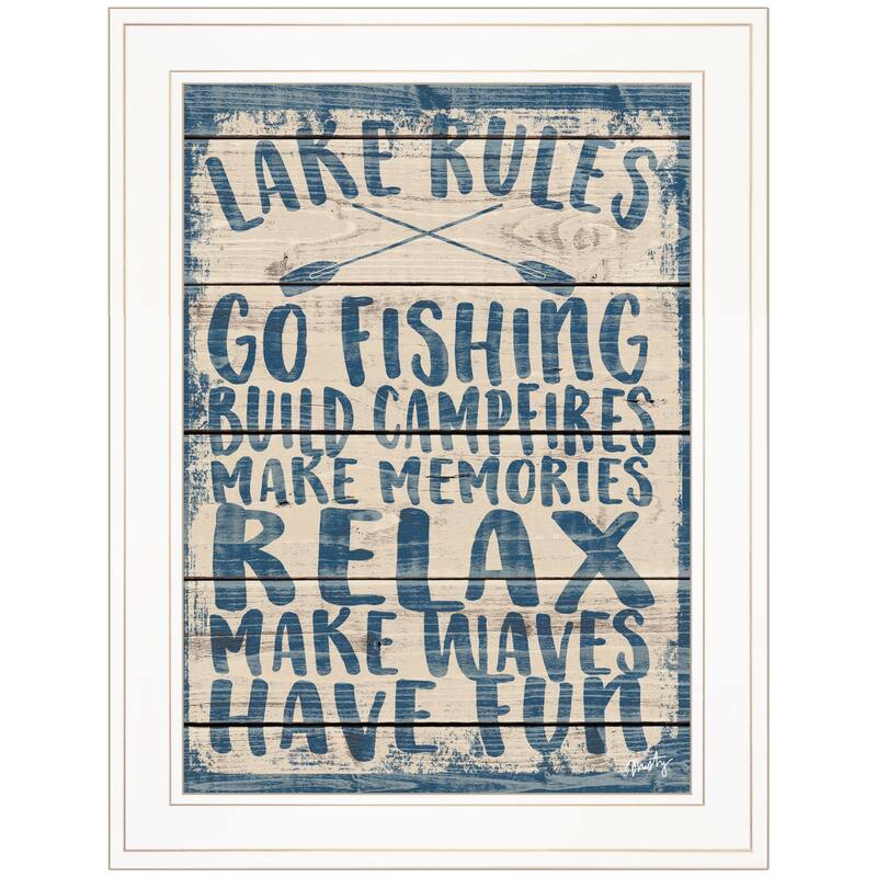 TrendyDecor4U Contemporary "Lake Rules" Framed Print Wall Art by Misty